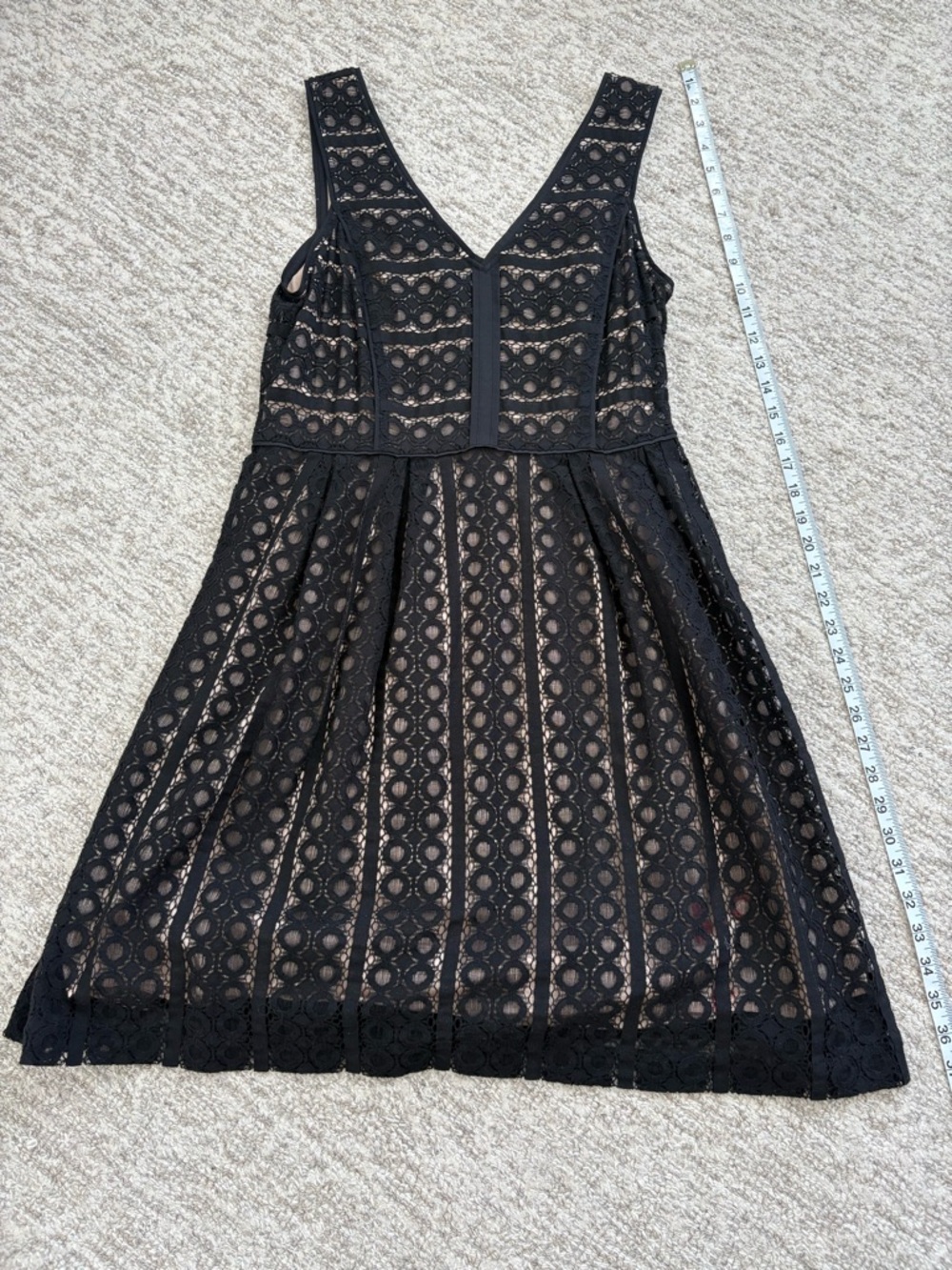LOFT Black Lace Dress with Nude Lining